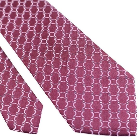 Calvin Klein‎ Red Burgundy Geometric Woven Tie - Picture 1 of 6